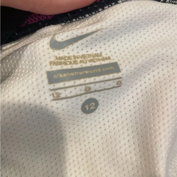 Nike Women's Crossback Black and Gray One-Piece Swimsuit with Pink Trim - Picture 2 of 4